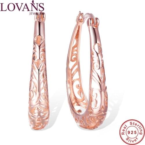 LOVANS S925 Silver Earrings Ethnic Women Earring Exaggerated Jewelry Hollow Water Drop Earrings Sliver Gold Color