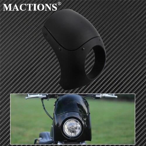 Matte Black 5-3/4" Headlight Fairing Windshield 35-49MM Fork Tubes For Harley Sportster XL 883 1200 Dyna FXR FXD Touring Glide