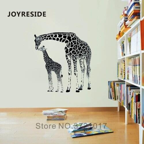 JOYRESIDE Long Neck Animal Wall Giraffe Jungle Decal Vinyl Sticker Decor Children Room Bedroom Living Room Interior Mural A318