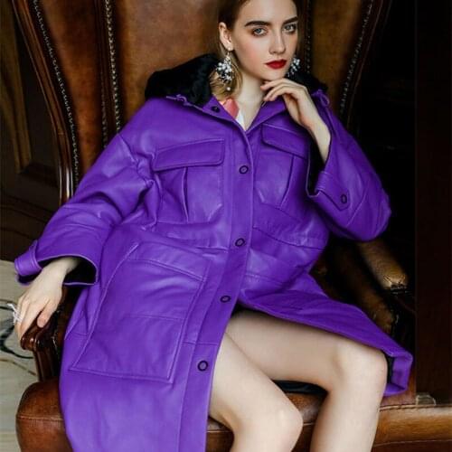 Genuine Leather Jacket Women Sheepskin Winter Coat Long White Duck Down Jacket Luxury Coats and Jackets Women TBM19N-8122 YY1738