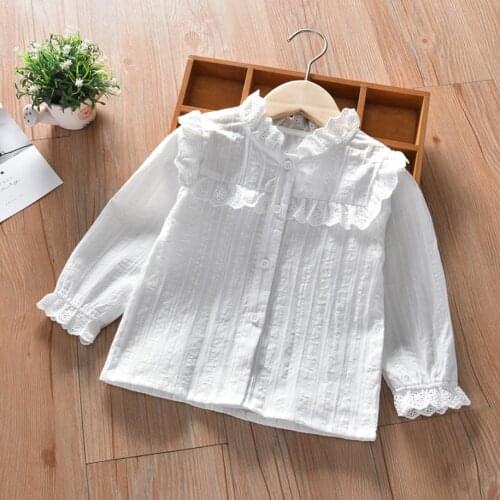 Clothes For Spring Autumn Baby Girls Shirt Kids Girl Long Sleeve Cotton Shirt Blouse Tops Toddler Princess White Ruffle Shirts