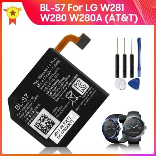 Genuine Replacement Battery BL-S7 for LG Watch Sport W281 W280 W280A (AT&T) Smartwatch Original Battery +tools 430mAh