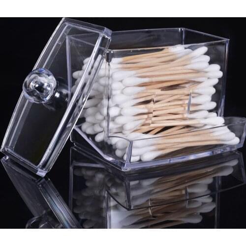 Plastic Transparent Cotton Swab Box Cosmetic Cotton Storage Box Transparent Acrylic Home Storage Box