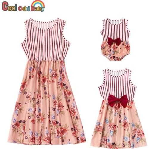 Mommy and Daughter Dress Family Matching Clothes Outfits For Mother Girls Baby Flower Print Dresses Fashion Summer Family Look
