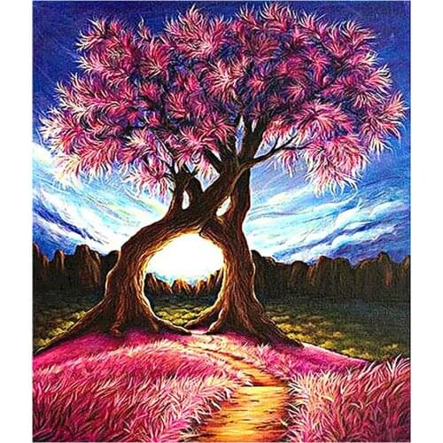 Pink Two Trees Diamond Painting Round Full Drill Nouveaute DIY Mosaic Embroidery 5D Cross Stitch Home Decor Gifts
