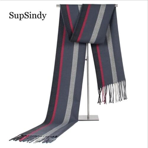 SupSindy Winter scarf men Vintage Soft plaid scarves luxury shawl Warm cashmere Striped Acrylic Casual mens scarf with tassels