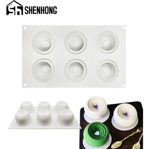 SHENHONG Love Heart Silicone Cake Mold Spiral Mousse Dessert Mould Valentines Day Wedding Gift Muffin Pastry Tray Baking Pan