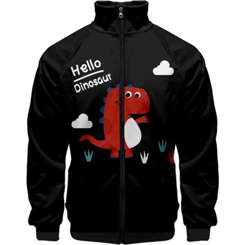 Hello Dinosaur Cartoon Cute 3d Stand Collar Hoodie Men Women Zipper Hoodies Jacket Tops Sport Long Sleeve Boys Girls Sweatshirts
