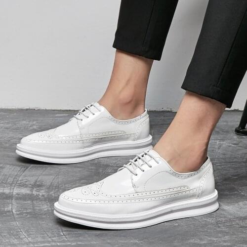 High Heels Man Oxford Shoes Fashion Brogue Men Leather Formal Dress Shoes Man Comfortable Office Party Footwear Elevator Shoes