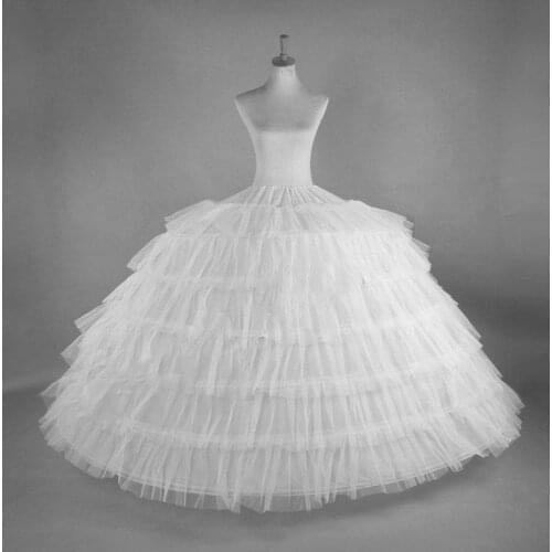 High Quality White 6 Hoops Petticoat Crinoline Slip Underskirt For Wedding Prom Bridal Gown Lolita 2022