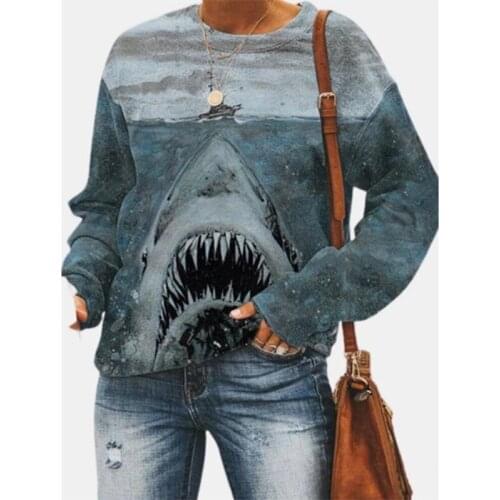 Printed Crewneck Loose Vintage Long Sleeve Sweatshirt Fashion Ladies Fall 2020 Women Clothing Streetwear Women Plus Size Punk BF
