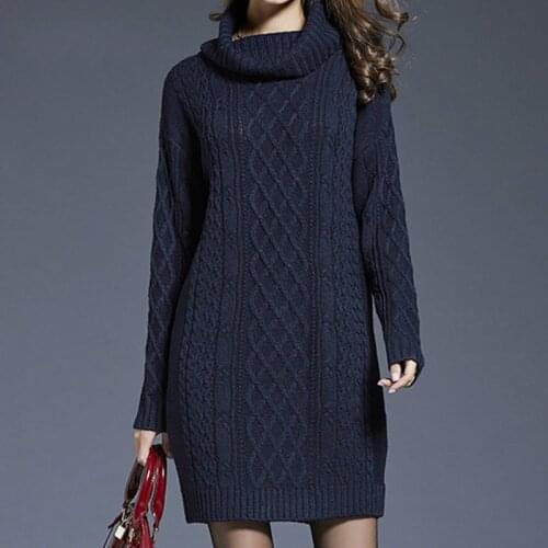 2021 New Autumn Pullover Sweater Dress Women Loose Long Sleeve Oversize Solid Jumper Shirt Tops Dress Robe Pull Winter Clothes