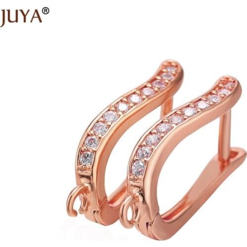 Gold Rose Gold Black Copper Zircon Earring Hooks Diy Earrings Jewelry Making Handmade DIY Findings