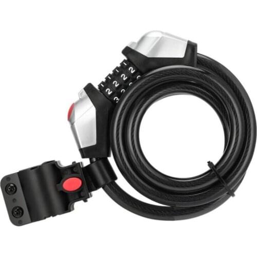 1500*12mm Bicycle Combined Cipher Lock Luminescence Anti-theft Lock 4-digit Password Lock Farewell Key One Key Unlocking