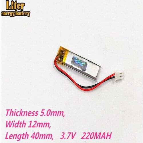 XHR-2P 2.54 3.7V lithium polymer battery 501240 220mAh point reading pen wholesale