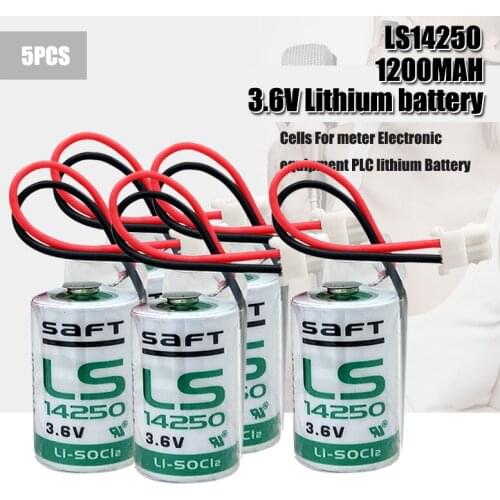 5PCS High Quality SAFT 3.6V LS14250 LS-14250 1/2 AA R6 L14250 SL350 Batteries With Plug For PLC CNC Injection Moulding Machine