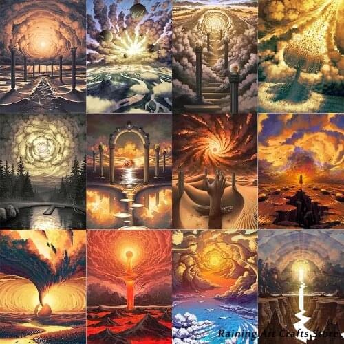 5D Diy Diamond Painting Embroidery Abstract Landscape Full Round / Square Drill Cross Stitch Kits Mosaic Picture Home Decoration