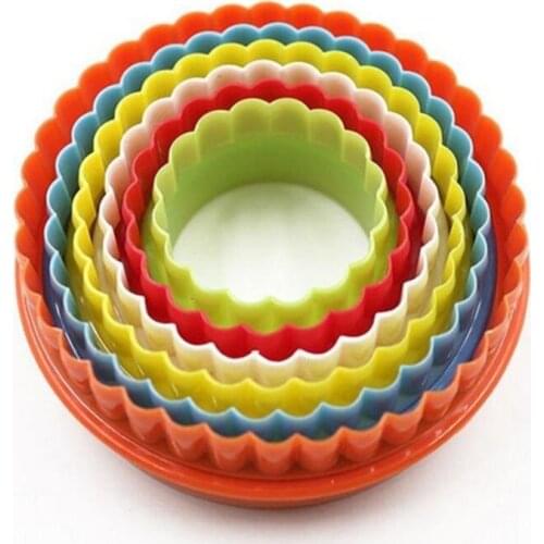 6pcs/Set 6 size Plastic Cupcake Round Shape Cookie Cutter Stamp Cake Mold Biscuit Plunger Fondant DIY Cake Kitchen Cooking Tools