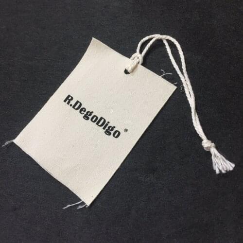 Tags For Clothing 5.5x7.2cm Natural Printed Custom LOGO Cotton Garment Label