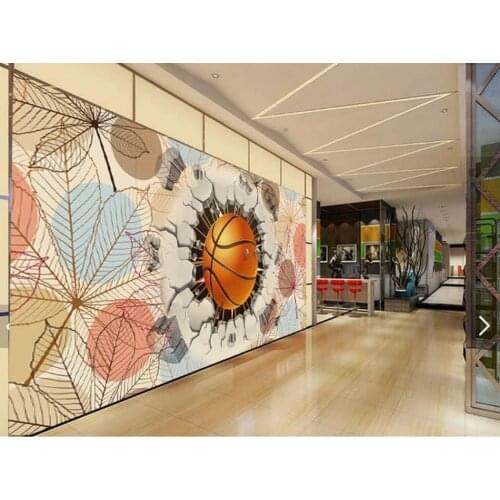 Large Custom Mural Wallpaper 3D Creative basketball leaf Living Room TV background Murals Wall the mall Art Painting WallPapers