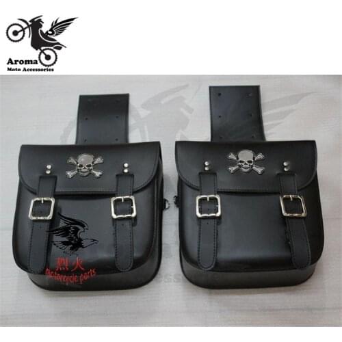 Big size skull ghost decal motorbike side bags moto tool bag skeleton head for harley prince cruise style motorcycle saddlebag