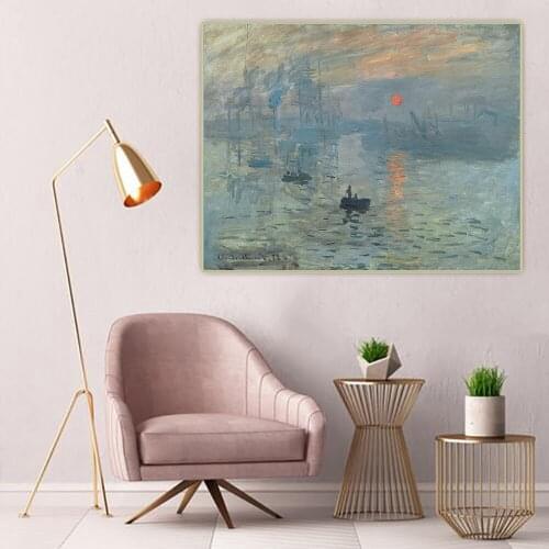 Citon Claude monet《Impression soleil levant》Canvas Art Oil Painting Artwork Poster Picture Wall Background Decor Home Decoration