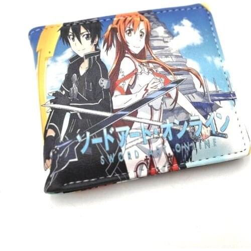 Sword Art Online Anime Colorful Wallet Kirigaya Kazuto Short Leather Card Holder Purse Yuuki Asuna Cartoon Gift Money Bag