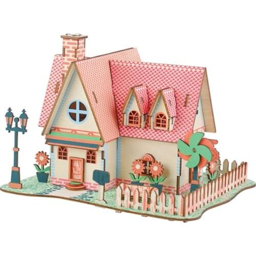 Sunflower Manor 3D Wooden Contruction Puzzle Building Model DIY House Puzzles Educational Toy Children Birthday Christmas Gifts