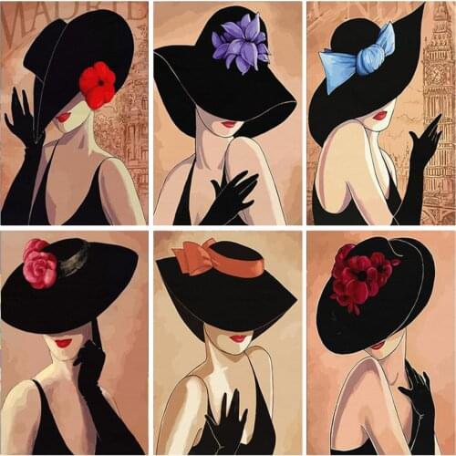 DIY Paints By Numbers Retro woman 50x40 Art Pictures set Coloring Decorative Canvas Wall Artcraft Oil Painting By Number