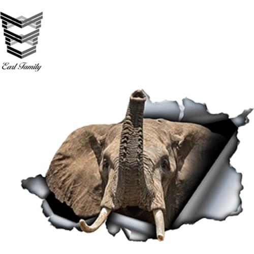 EARLFAMILY 13cm x 8.5cm Torn Elephant Car Decal Reflective Stickers Waterproof Car Styling Torn Metal Decals Funny Car Sticker