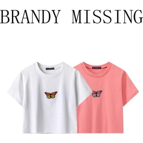 Slim Girls Soft Cotton O Neck T-shirts 2021 Summer Office Ladies Casual Tops Vintage Women Cute Embroidery Top Female Chic