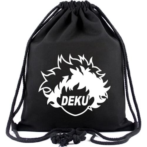 Anime My Hero Academia Midoriya Izuku Canvas Drawstring Bag Travel Storage Backpack with String