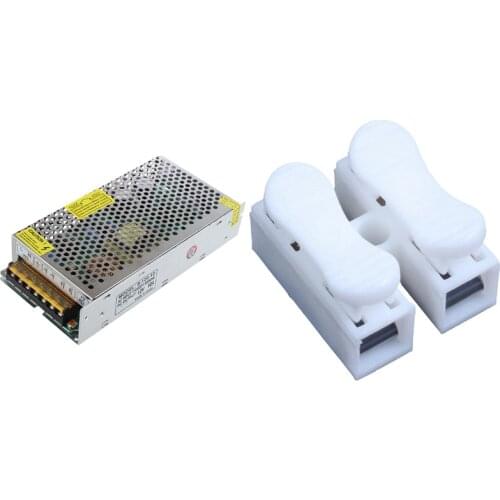 DC 12V 10A Switching Power Supply Regulated Transformer with 50PCS CH2 Spring Wire Cable Clamp Terminal Block Connector