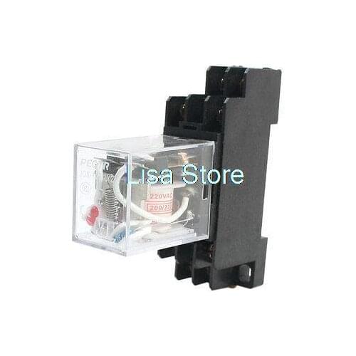 JQX-13F LY2 35mm Mount Socket Base AC 200/220V DPDT 8 Pins Power Relay