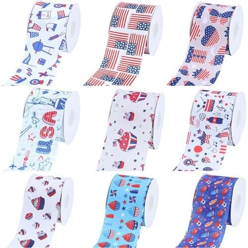 FLRARibbon free shipping 38MM 75MM July 4th ribbon