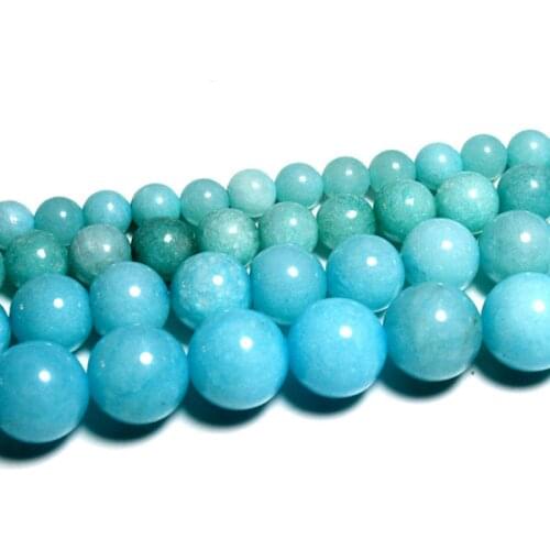 Round 4/6/8/10mm Amazonite Blue Loose Beads for DIY Craft Bracelet Necklace Jewelry Making