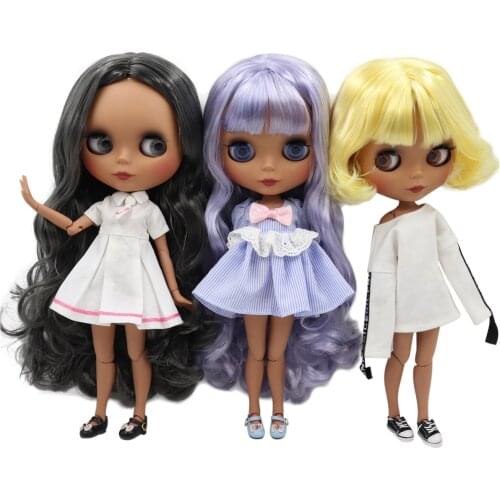 ICY DBS Blyth Doll 1/6 bjd 30cm toy dark skin joint body matte face random eyes colors