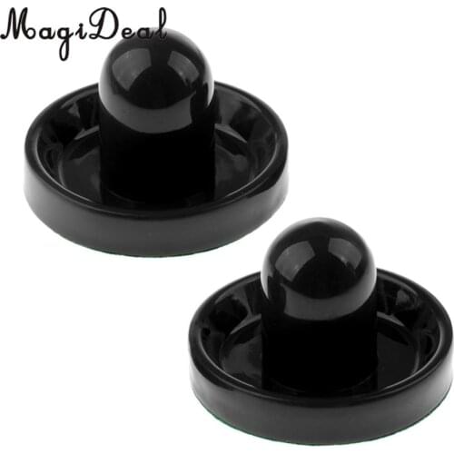 MagiDeal 2 Pieces Air Hockey Felt Pushers Goalie Handles Paddles Replacement Medium Black