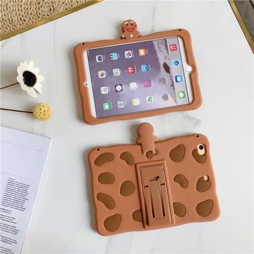 Agrotera Soft Silicone Case Cover for iPad 2 3 4 Pro 9.7'' 10.2'' 10.5'' 11'' Cute Cartoon Gingerbread Man