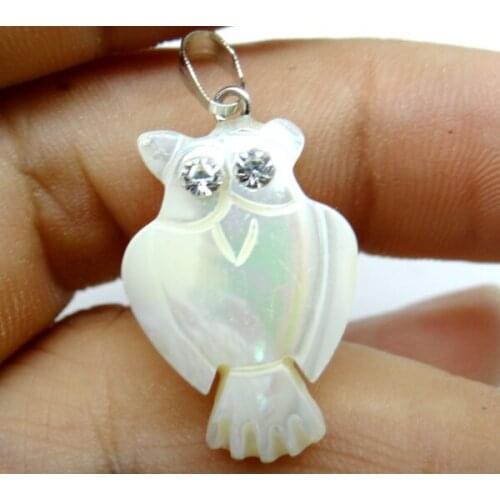 Natural Parelmoer Shell carving owl Horn zoutwater parelmoer pendant for diy Jewelry making Pendant necklace Accessories24pcs A1