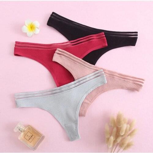 New Womens Underwear Panties Cotton Sexy Thong Soft Low-waist G-String Breathable Comfortable Fashion Lingerie