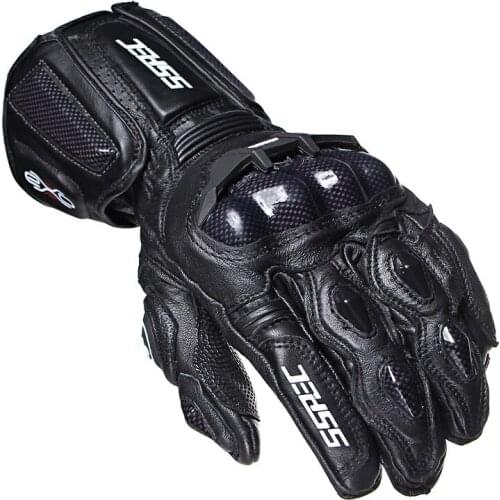 New Black Carbon Fiber Motorcycle Gloves Leather Men Moto Road Racing Guantes Motorbike Motocross Gloves M-XL