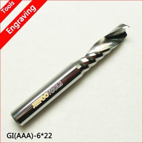 6*22mm AAA Series Single Flute Cutters, Solid Carbide Cutting Tools, Engraving Carving MDF, PVC Board, Acrylic