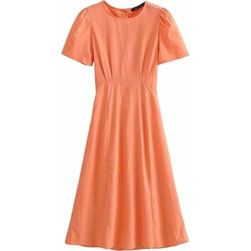 Basics Jewel Neck Short Sleeve Midi Shirt Dresses DLQZ1123