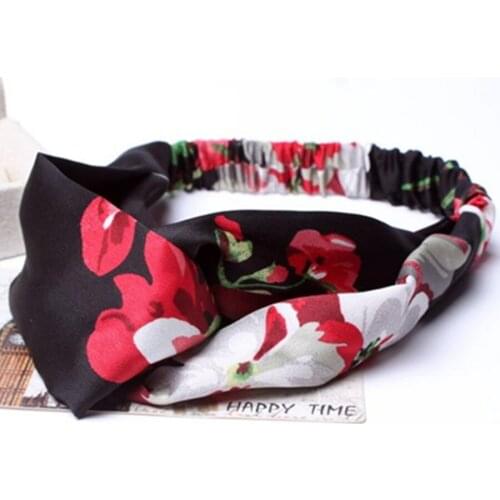 Boho Print Elastic Headbands Cross for Women Bohemian Fashion Hair Accessories Fabric Turban Headband Stretch European Hair Band