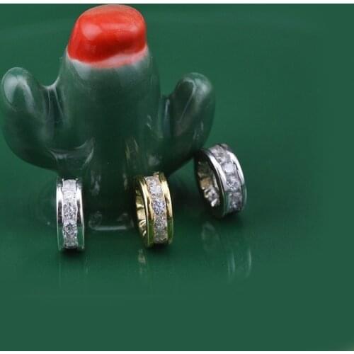 925 pure silver gold-plated zircon bead ring with drill spacer handmade DIY bracelet necklace beads accessories