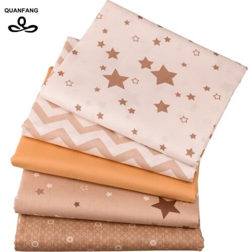 QUANFANG Five Design Printed Twill Cotton Fabric 100%,For DIY Quilting Sewing Baby&Childrens Sheet,Pillow, Material,Half Meter