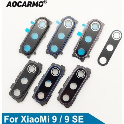 Aocarmo For XiaoMi 9 / 9 SE mi 9 / 9 SE Rear Back Camera Lens Glass With Adhesive And Lens Frame Cover Sticker