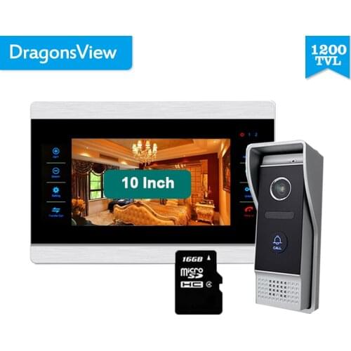 Dragonsview 10 Inch Video Door Phone Intercom System with Doorbell Camera 10 Inch 1200TVL Record Picture Video Motion Rainproof