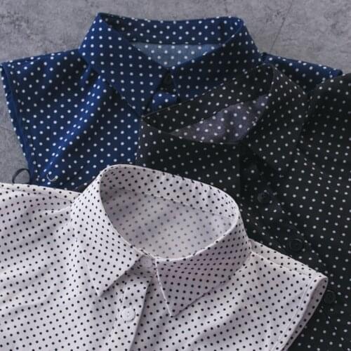 Wild OL wave point pearl necklace blouse stand big collar removalbe Vintage Colored bead top sharp round neck blouse accessories